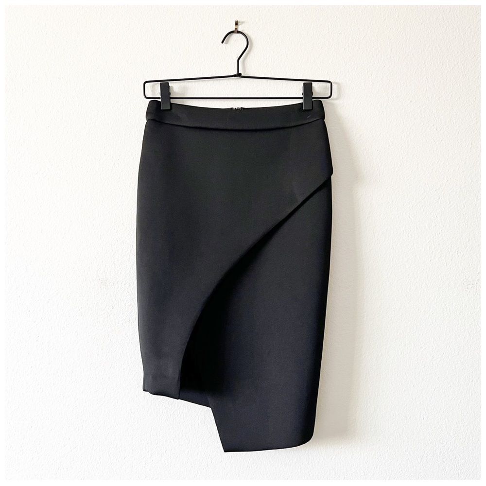 Revolve Blq Basic Black Scuba Knit Wrap Skirt Sz 0 - image 2